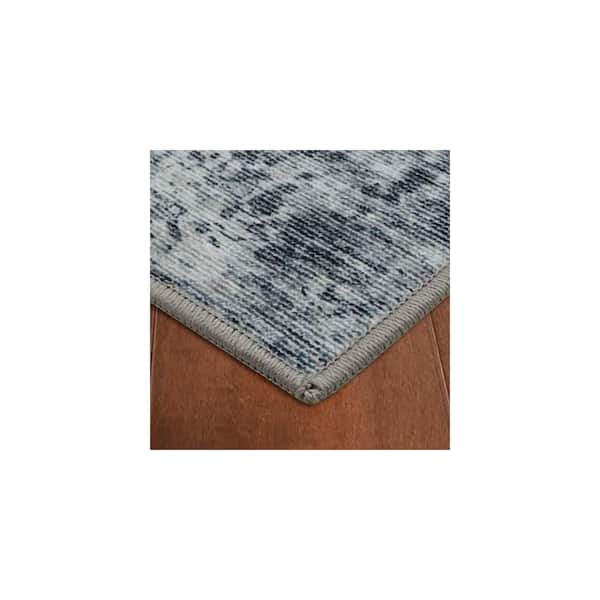 Hazen Abstract Printed Chenille Blue 3 ft. x 5 ft. Polyester Accent Rug