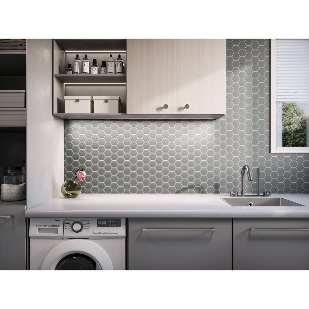 Marsh Matte Gray Glass Honeycomb Mosaic Tile 11x12