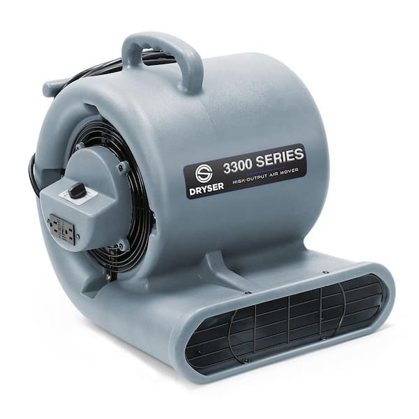 Dryser 1/3 HP 9.5 in. 3 Speed Blower Fan Air Mover in Gray