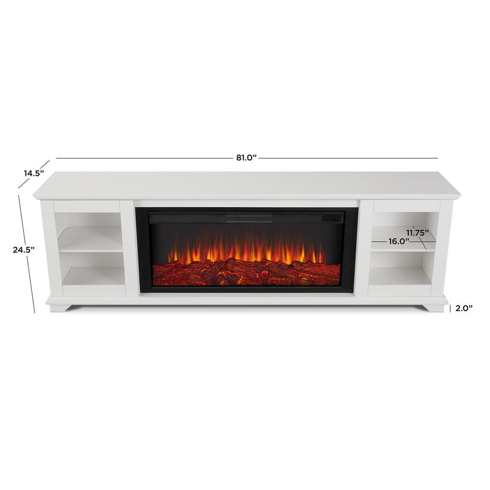 Benjamin 81" White Electric Fireplace TV Stand with Storage