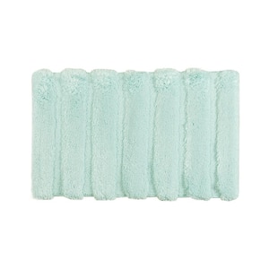 21 in. W x 34 in. L Seafoam Bath Rug with High-Low Stripe Design