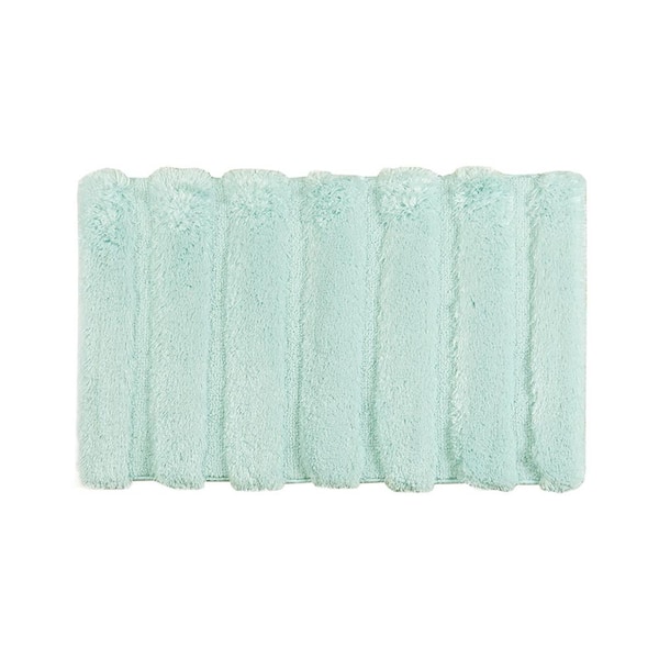 Jeedeson 21 in. W x 34 in. L Seafoam Bath Rug with High-Low Stripe Design