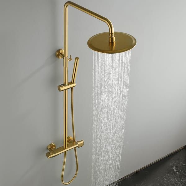 Black Gold Faucet Shower System Bathroom Toilet Rack Thermostatic Big Shower  Faucet Set Copper