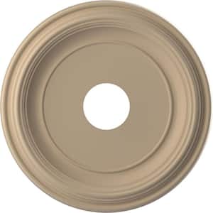 1 in. O.D. x 3-1/2 in. I.D. x 1-3/8 in. P Traditional Thermoformed PVC Ceiling Medallion, UltraCover Satin Smokey Beige