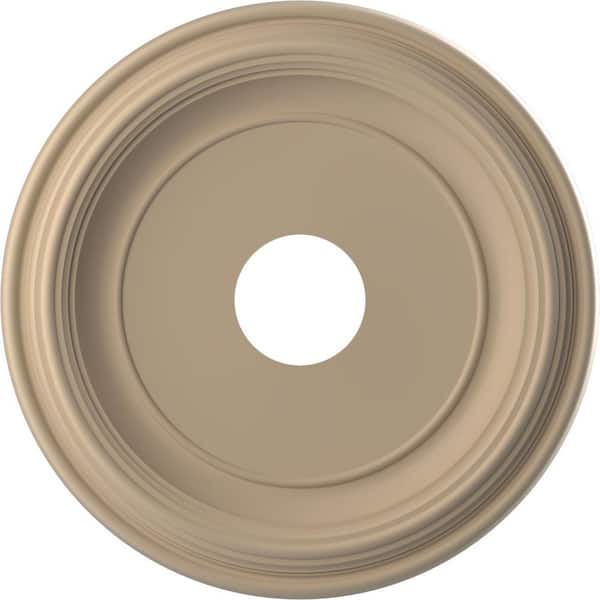 Ekena Millwork 1 in. O.D. x 3-1/2 in. I.D. x 1-3/8 in. P Traditional Thermoformed PVC Ceiling Medallion, UltraCover Satin Smokey Beige