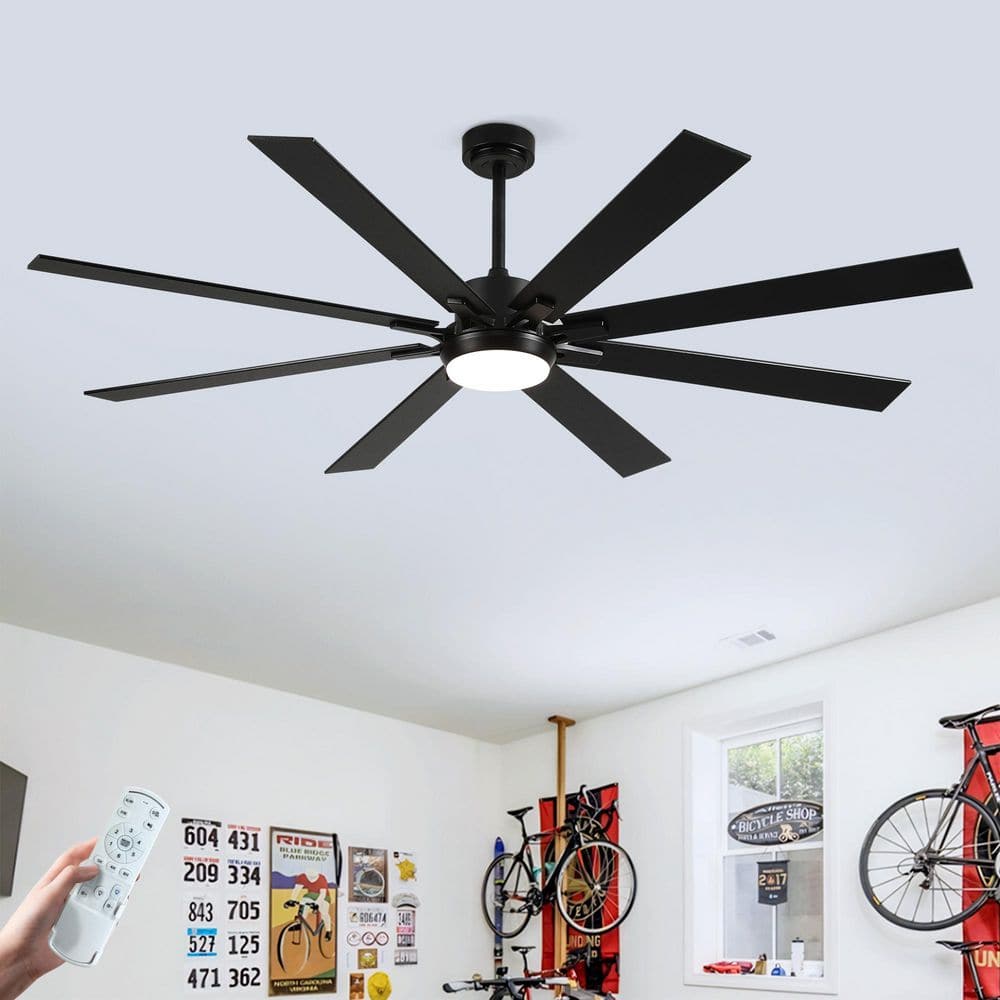 72 in. Standard Black Flush Mount Ceiling Fan with 8 Plywood Blades, Dimmable LED Light, 6-Speed DC Motor Remote Control price history on PriceWatchPro