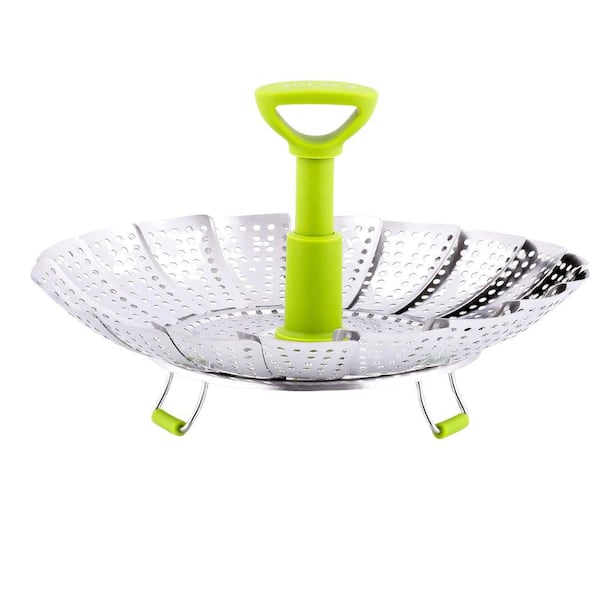 Zulay Kitchen 0.5 qt. Stainless Steel Silver Expandable Stovetop Steamer Basket Fits Various Size Pots