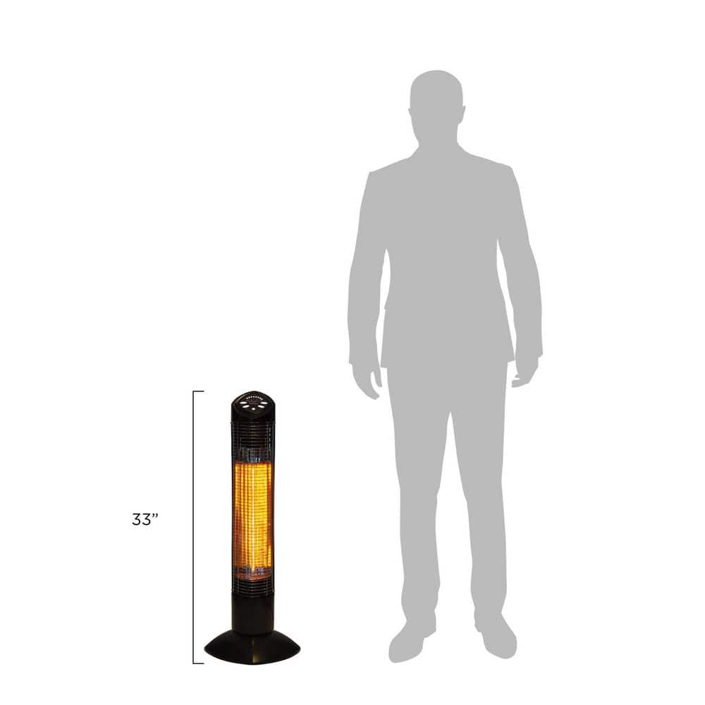 Freestanding Black Infrared Electric Outdoor Heater with Remote