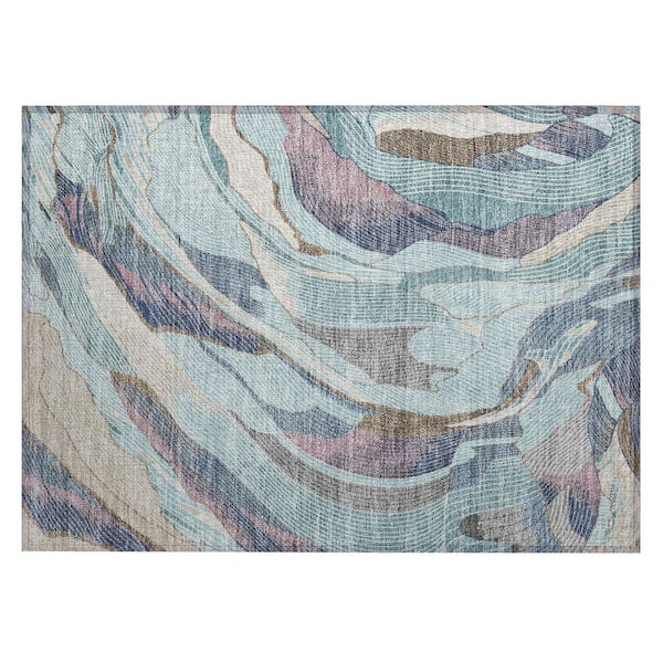 Chantille Machine Washable Indoor/Outdoor Abstract ACN3040 Teal 2 ft. x 3 ft. Accent Rug