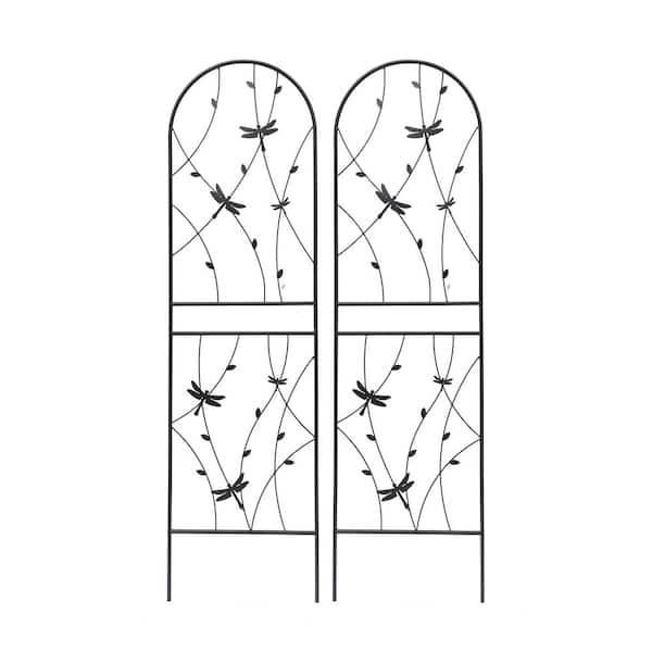 2-Piece Black Metal Garden Trellis 19.7 x 71 in. Rustproof Trellis for Climbing Plants Outdoor Rustproof Plant Support