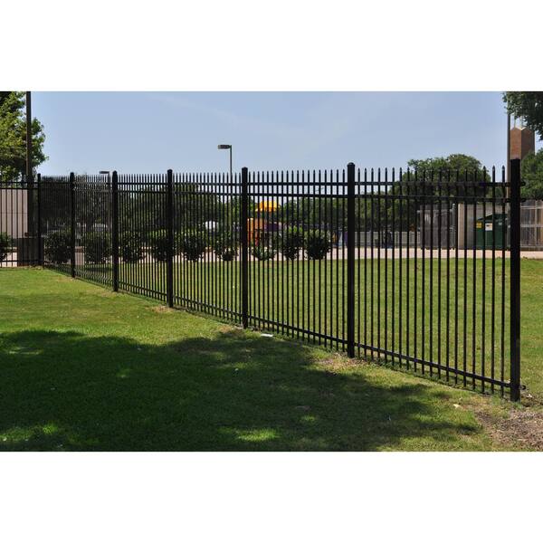 FORTRESS Athens 5-ft H x 5-ft W Gloss Black Aluminum Pressed Spear Design Gate