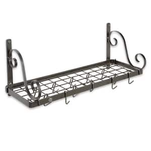 Handcrafted Decor 26 in. Bookshelf Wall Rack with 12-Hooks Hammered Steel