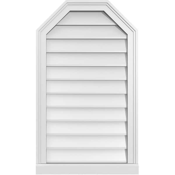 Ekena Millwork 20" x 34" Octagonal Top Surface Mount PVC Gable Vent: Non-Functional with Brickmould Sill Frame