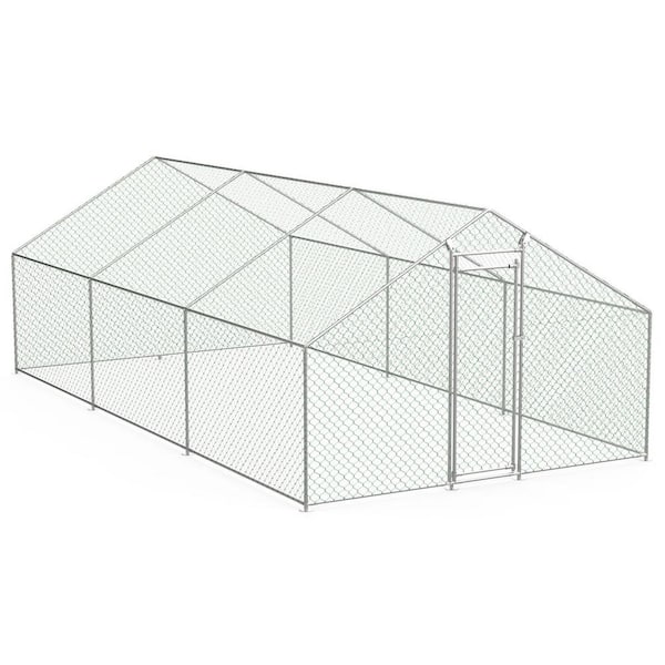 Tidoin 20 ft. W x 10 ft. D x 6.4 ft. H Metal In-Ground Chicken Coop ...