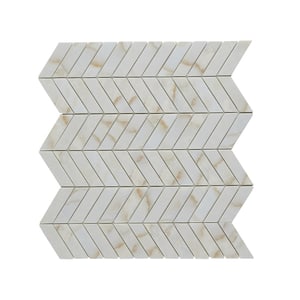 Marble Essence Carrara 12.24 in. x 11.02 in. Chevron Glass Mesh-Mounted Mosaic Tile (0.94 sq. ft./Each)