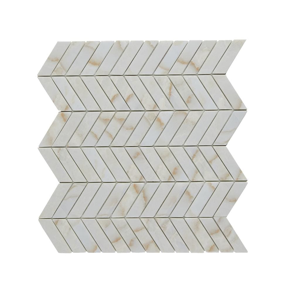 Marble Essence Onyx 12.24 in. x 11.02 in. Chevron Glass Mesh-Mounted Mosaic
