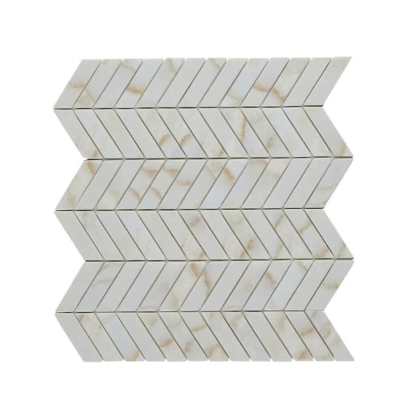Unbranded Marble Essence Onyx 12.24 in. x 11.02 in. Chevron Glass Mesh-Mounted Mosaic Tile (0.94 sq. ft./Each)