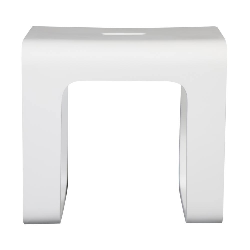 Matte White Solid Surface Resin 16.8" Shower Bench