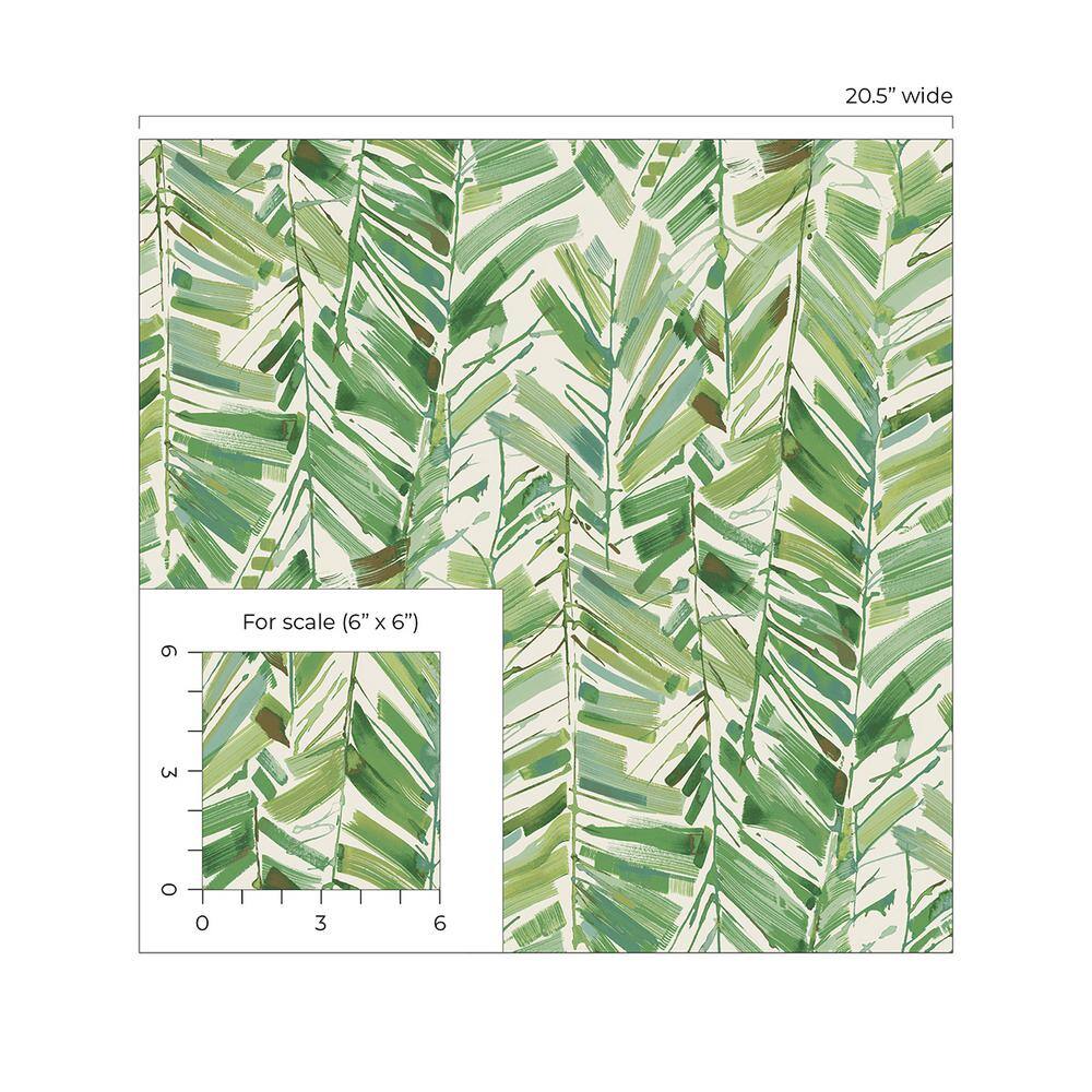 Green Tropical Palm Peel and Stick Wallpaper Roll