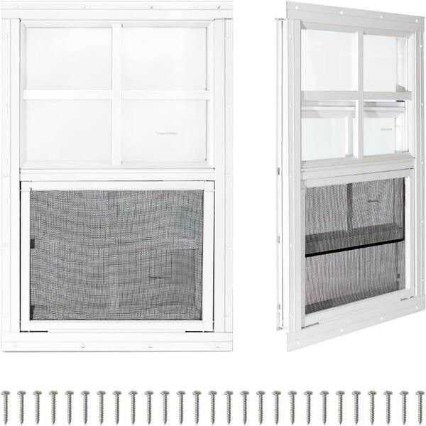 2-Pack 14"x21" Small Sliding Windows with Tempered Glass & Fiberglass ...
