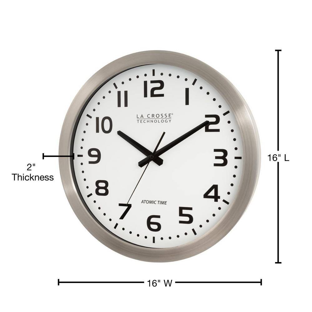 16" Brushed Metal Atomic Wall Clock with White Face