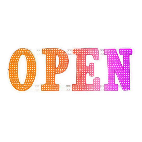 1 Pack Large LED Open Sign 48x16 in. Aluminum Finish Remote App Control Timer Custom Colors Business Storefront