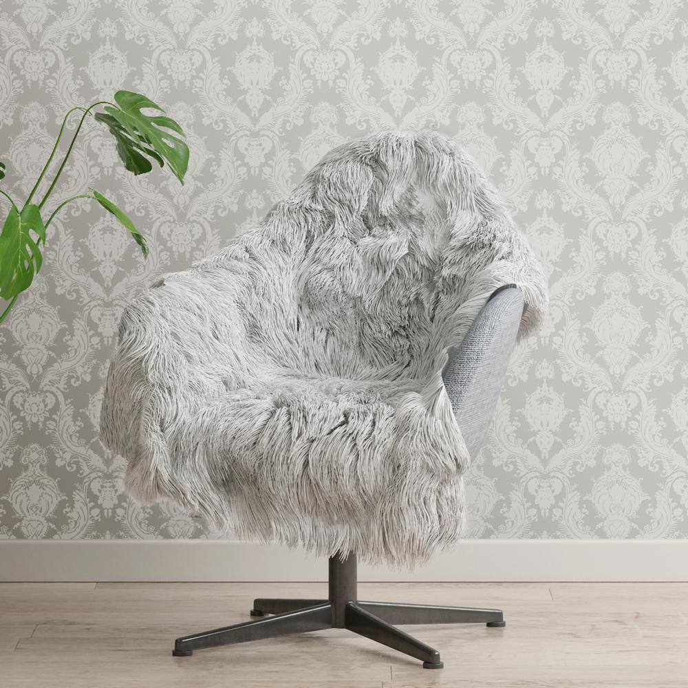 Platinum Damask Textured Peel and Stick Wallpaper Roll