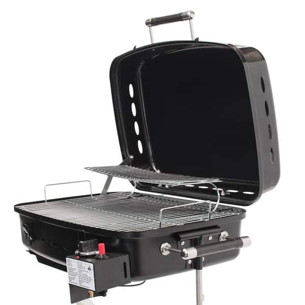 Flame King RV Mounted BBQ Gas Side Mount Portable Propane Grill in Black