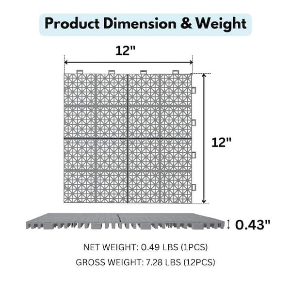 Tidoin Outdoor 1 ft. x 1 ft. Composite Deck Tile in Gray(12 Per Box)
