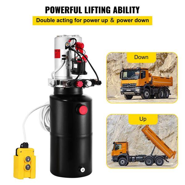 Orion Motor Tech 8 Quart 12V DC Double Acting Hydraulic Pump For Dump Trailer