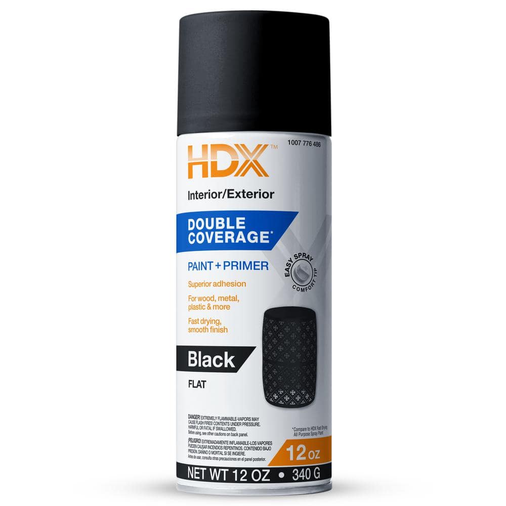 HDX 12oz. Flat Black Double Coverage Spray Paint AH79705UX The Home Depot