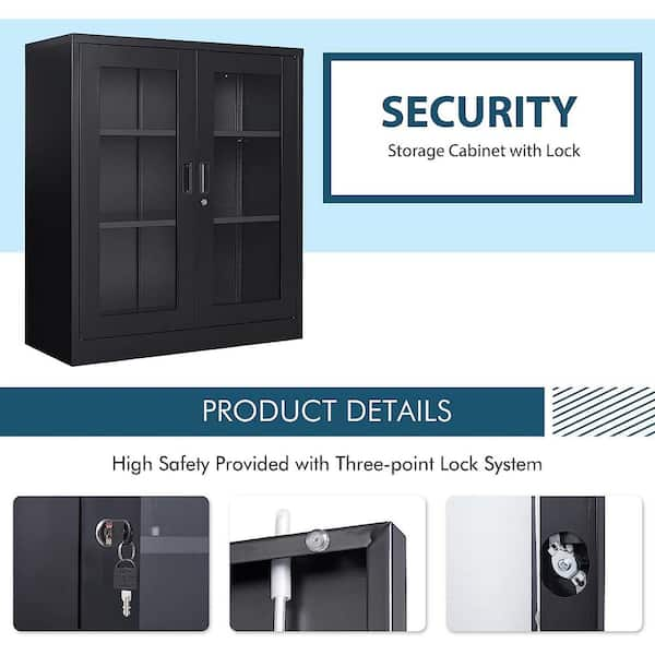 Locking Counter Height Storage Cabinet