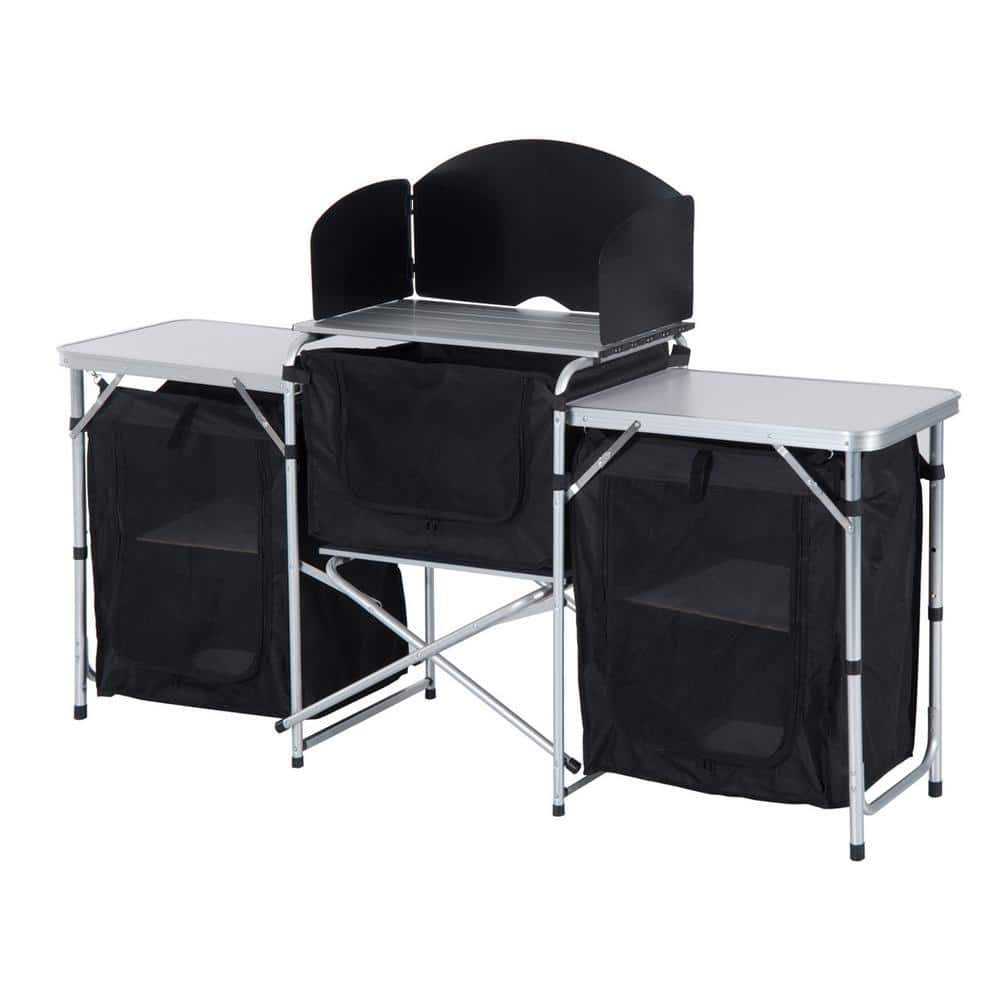 Portable Aluminum Camping Outdoor Dining Table - Fold-Up Design for BBQs, P
