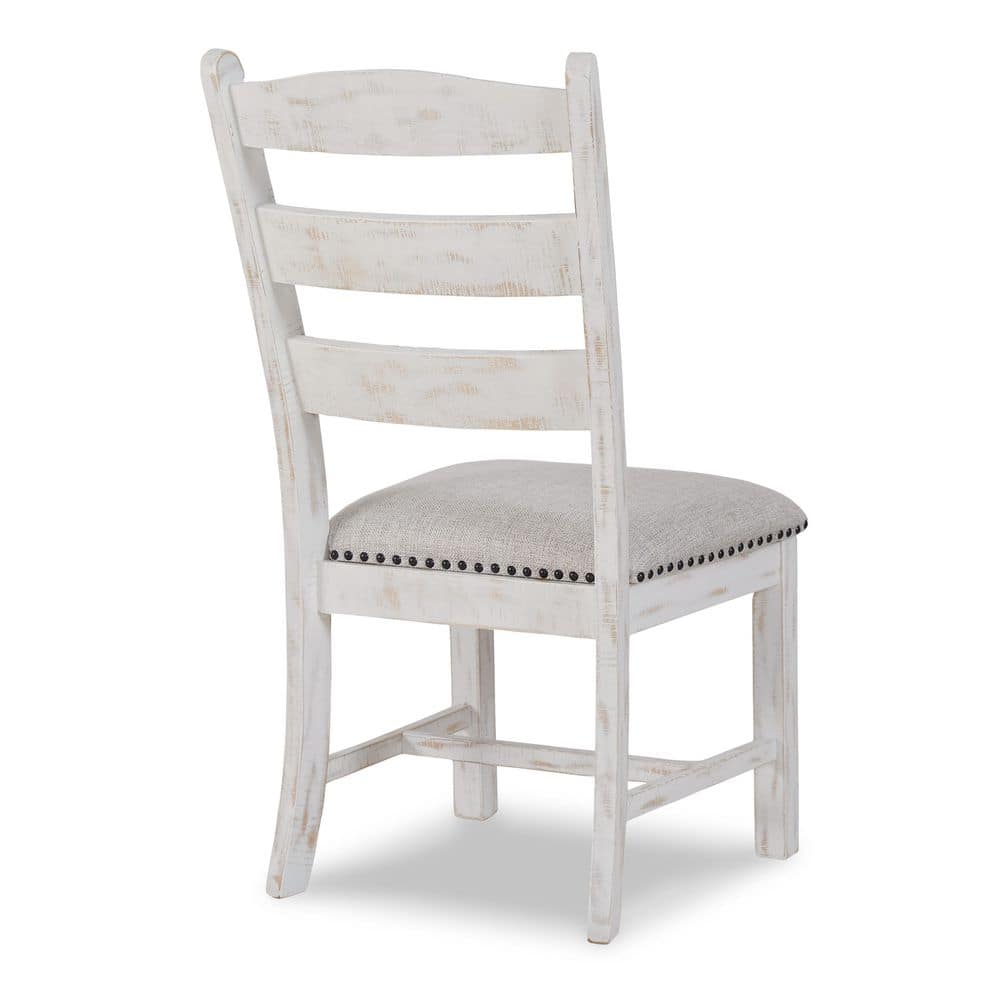 Valebeck White Polyester with Cushion and Nailhead Trim Side Chair Set of 2