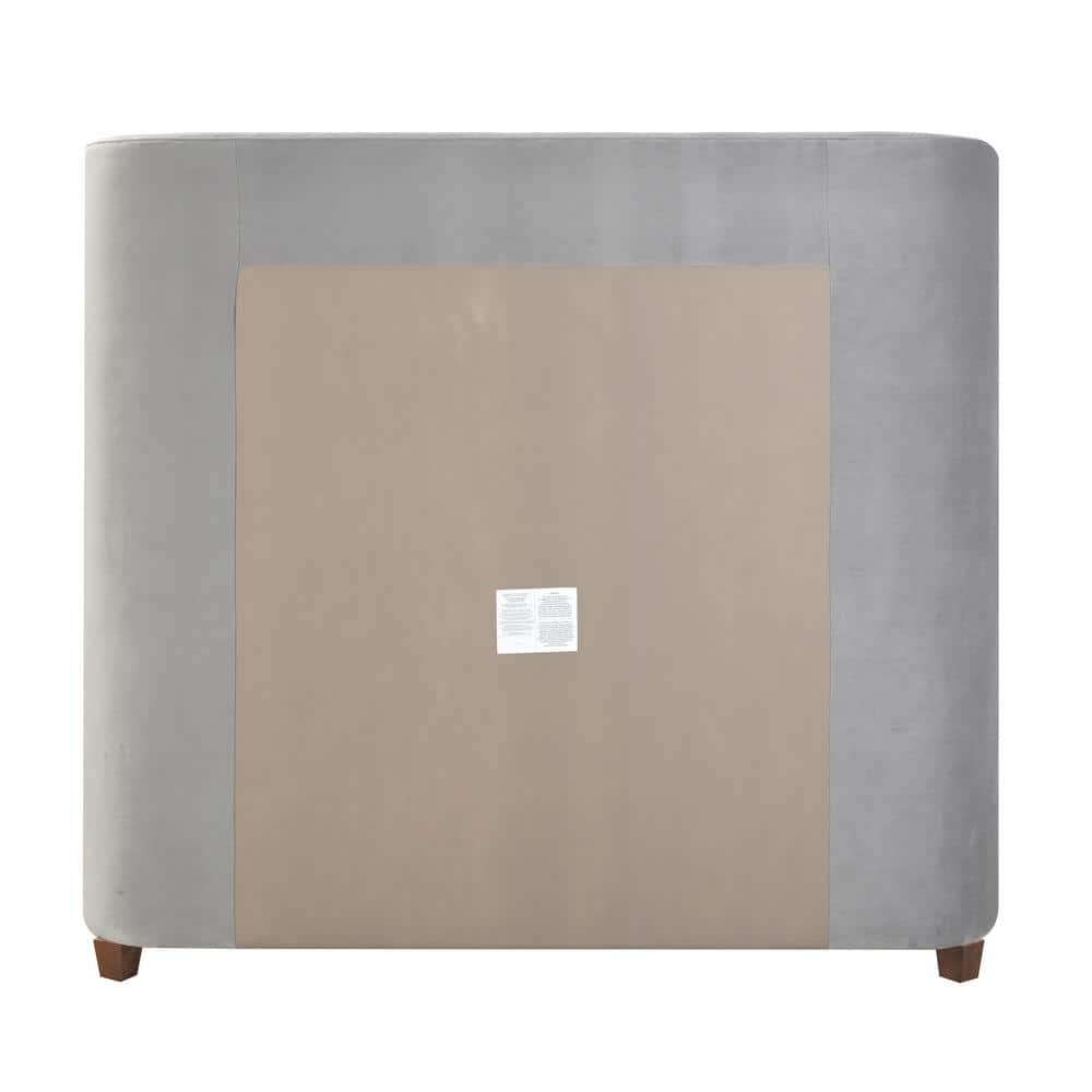 Brooklyn Queen Opal Grey Tufted Velvet Bed with Wingback