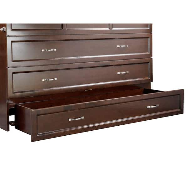 deerfield murphy bed chest queen antique walnut with charging station