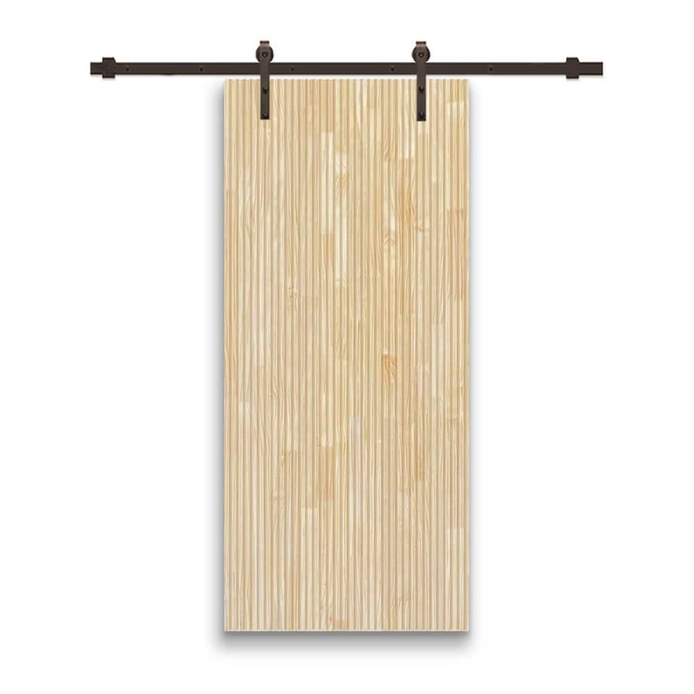 Japanese 30 in. x 96 in. Pre Assemble Natural Wood Unfinished Interior Sliding Barn Door with Hardware Kit price history on PriceWatchPro