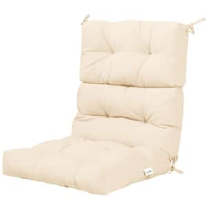 22 in. x 20 in. Indoor Outdoor Back Chair Cushion Tufted Pillow Patio Seating Pad in Beige