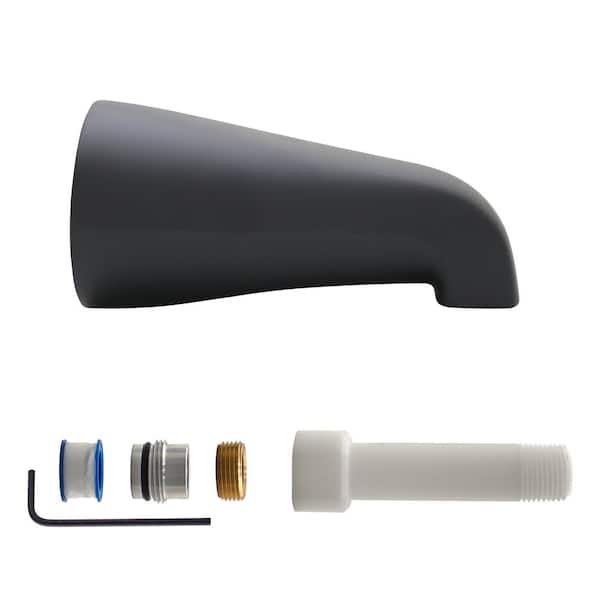 Universal Fit 5-1/4 in. Wall Mount Tub Spout, Zinc in Matte Black