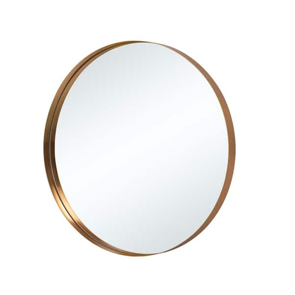 Dovelina 24 in. H x 24 in. W Modern Round Framed Aluminum Alloy Gold Wall Mirror Decorative Mirror