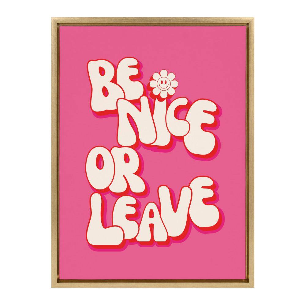 Bright Pink and Gold Framed Canvas Wall Art 18"x24"