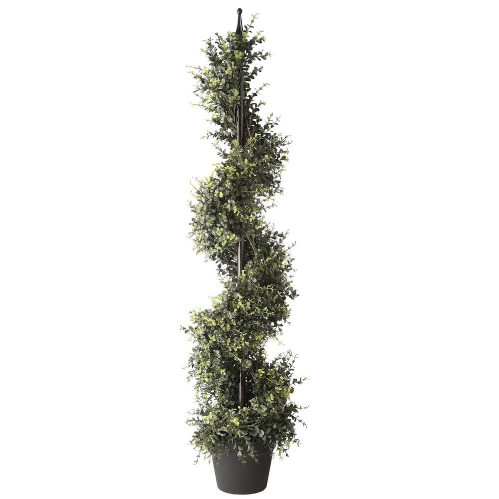 National Tree Company 48 In Eucalyptus Spiral Topiary In Round Green Pot Lesp27 720 48 The Home Depot