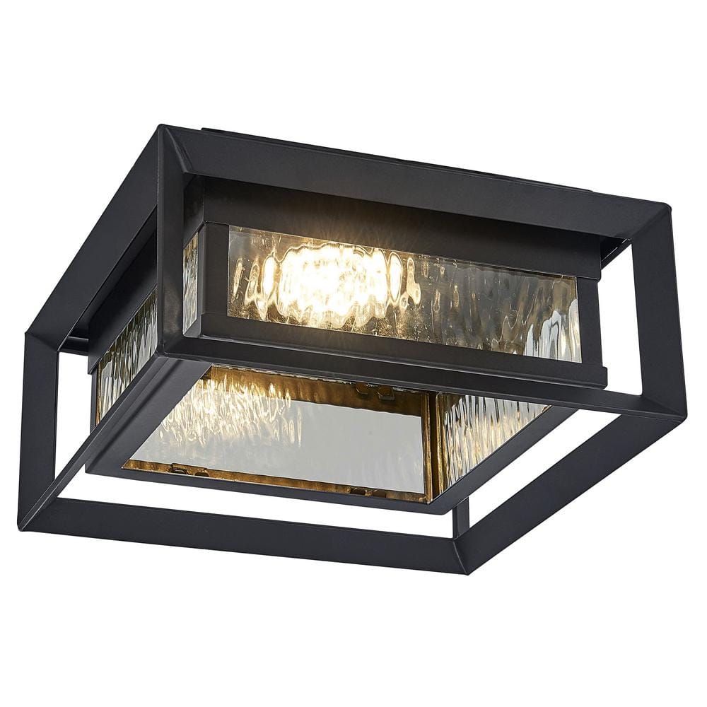 Matte Black Glass LED Outdoor Ceiling Light