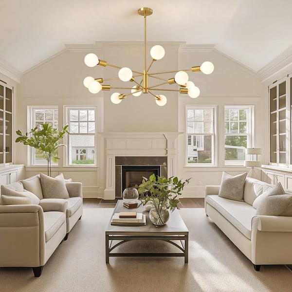 KAISITE 12-Light Height Adjustable Mid-Century Ceiling Light Gold