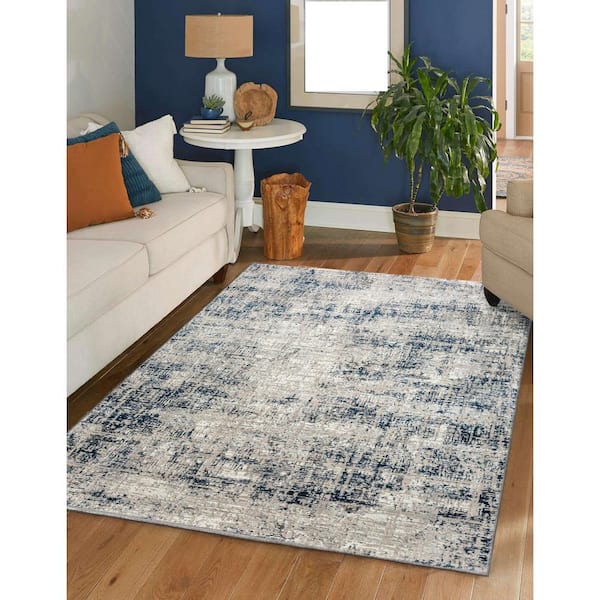 Unbranded Blue 3 ft. x 5 ft. Livigno 1241 Transitional Striated Area Rug