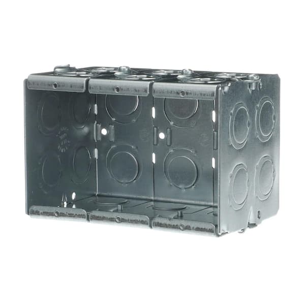 3-Gang 71 cu. in. New Work Pre-Galvanized Metal Gangable Masonry Box (GW 335 G)