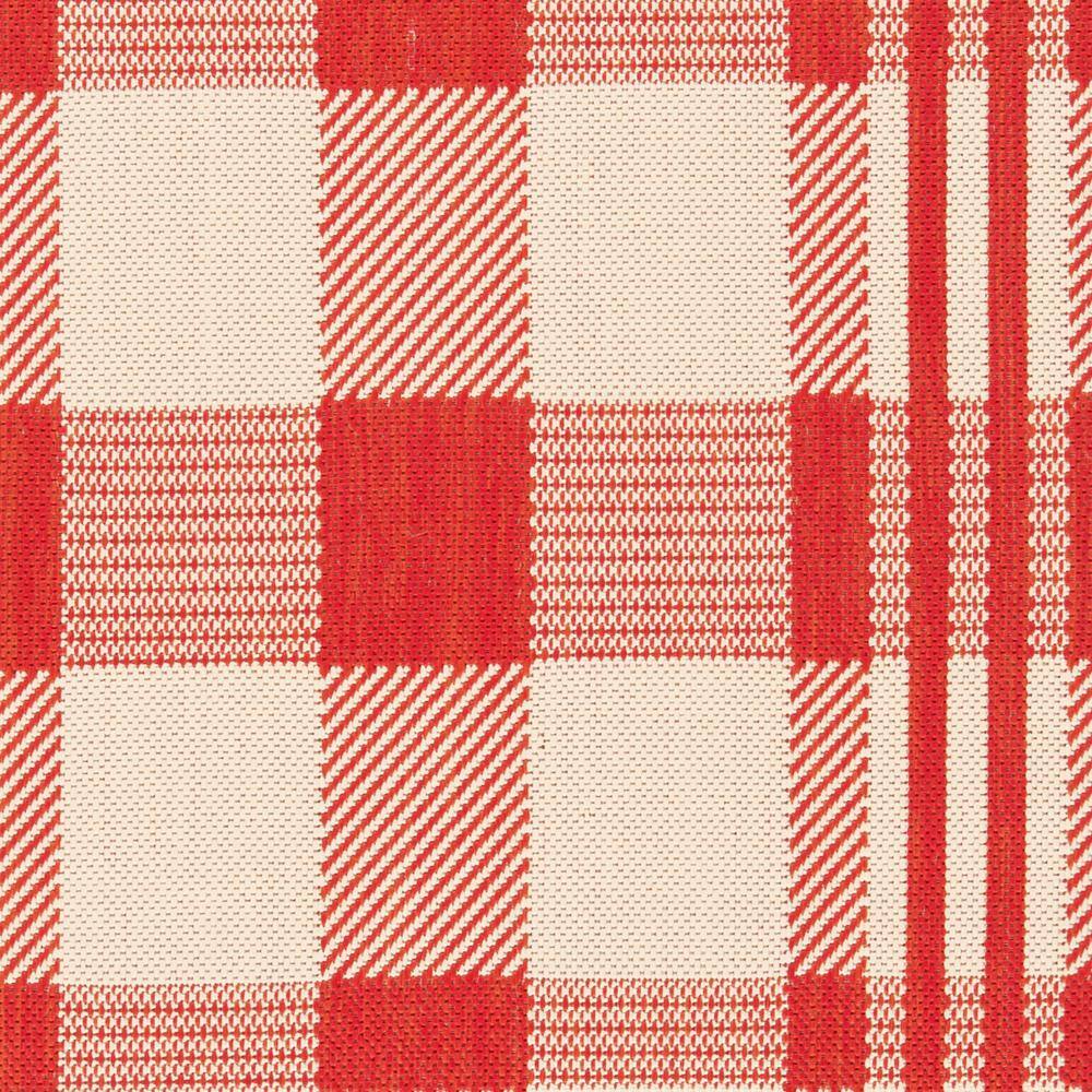 Courtyard Chic Red/Bone Rectangular Easy-Care Area Rug, 2'7" x 5'