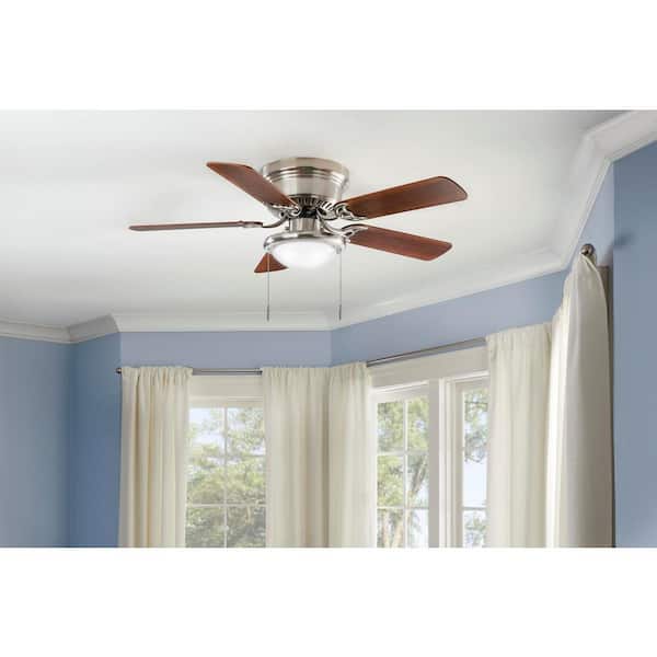 Hampton Bay Hugger 44 in. LED Indoor Brushed Nickel Ceiling Fan with Light Kit