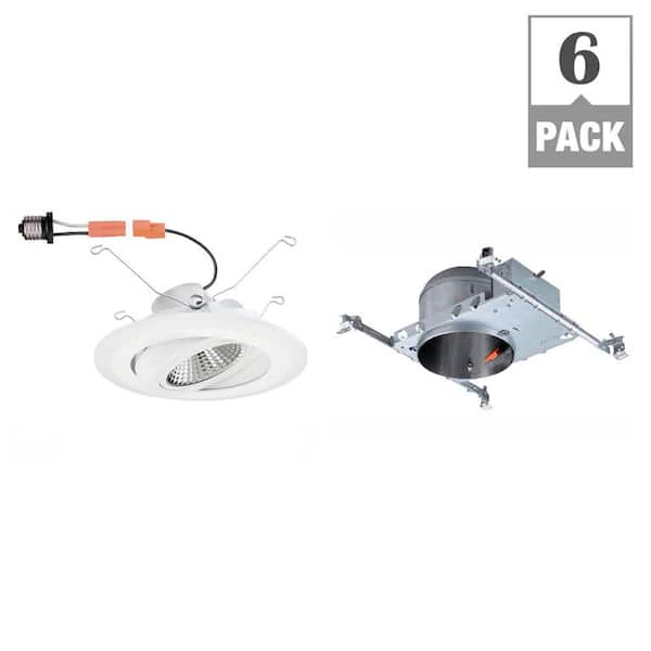 EnviroLite 6 in. 3000K White New Construction Recessed Integrated LED Housing Gimbal LED Trim Kit (6-Pack)