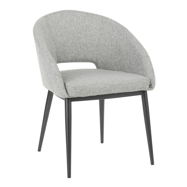 Lumisource Renee Contemporary Grey Upholstered Chair with Black Metal Legs